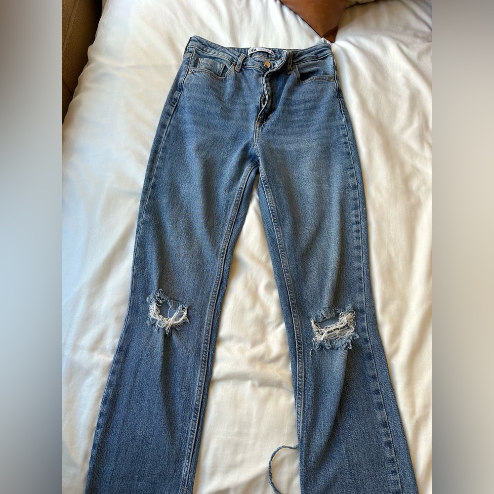 Zara Ultra High Waisted Slim Straight Jeans
